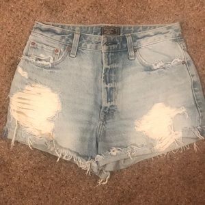 A & F denim distressed shorts